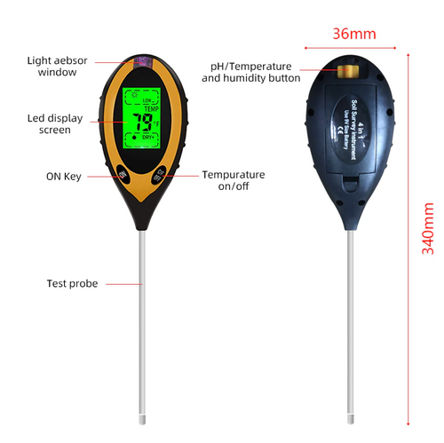 SoilMaster 4-in-1 Digital Soil Moisture, pH & Sunlight Meter
