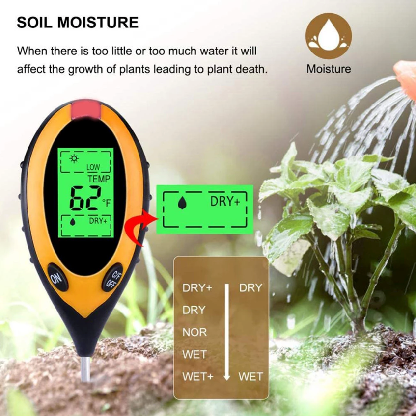 SoilMaster 4-in-1 Digital Soil Moisture, pH & Sunlight Meter