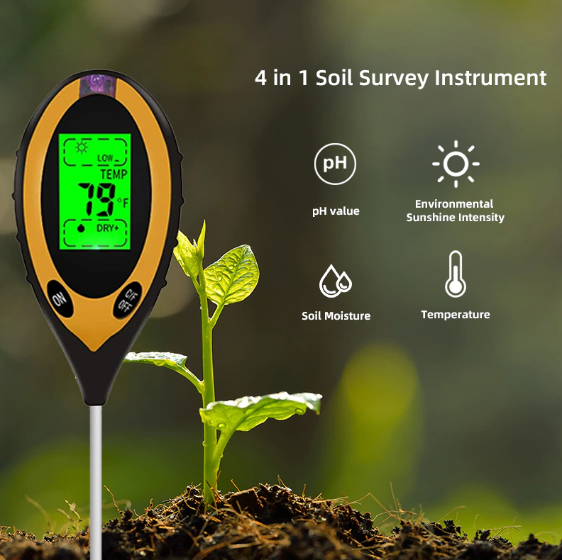 SoilMaster 4-in-1 Digital Soil Moisture, pH & Sunlight Meter